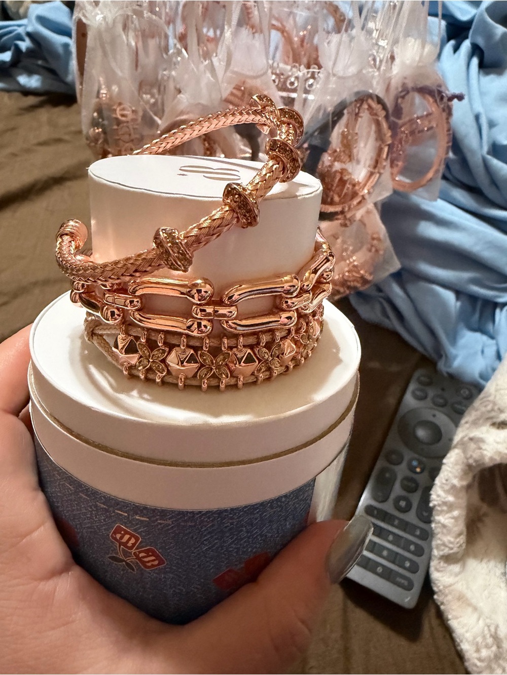 Spring Stack: Rose Gold Women's Stackable Bracelet Set - Picture 2 of 2